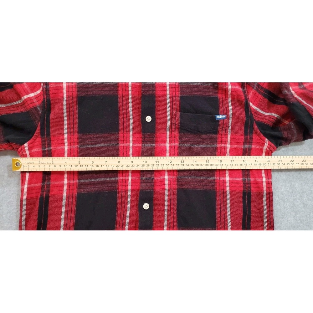 Chubbies Button Down Shirt Mens L Black Red Flannel Plaid Long Sleeve Collared - Picture 4 of 8